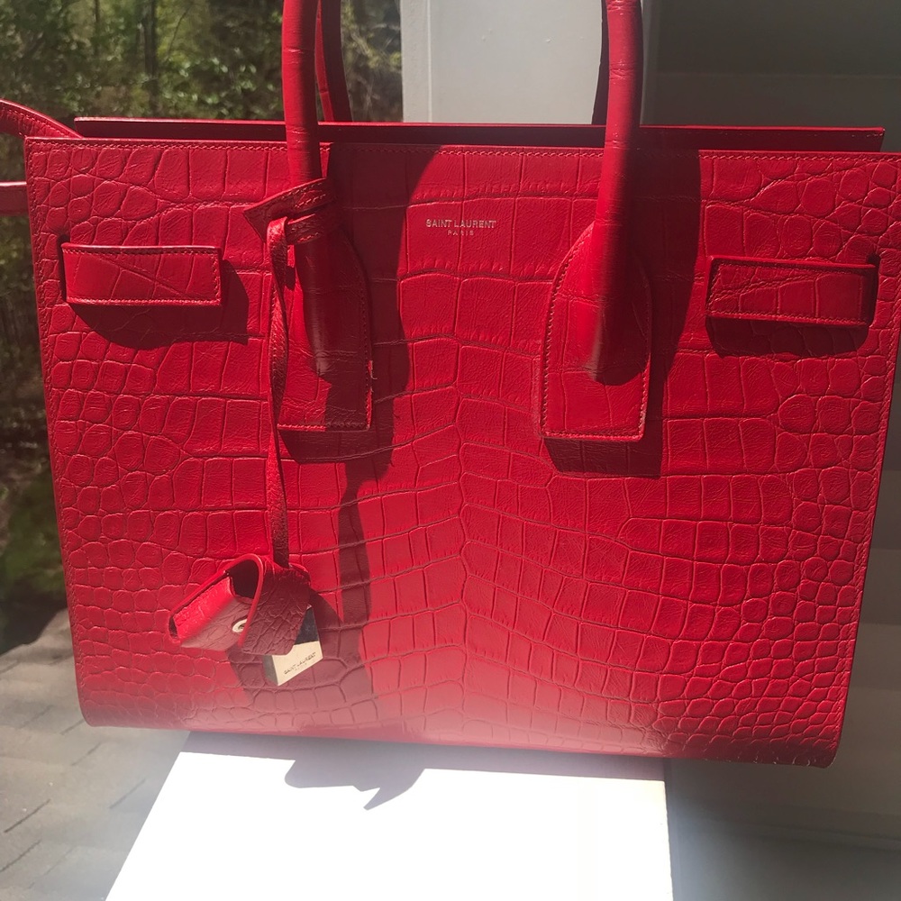 Saint Laurent Sac de jour crocodile embossed